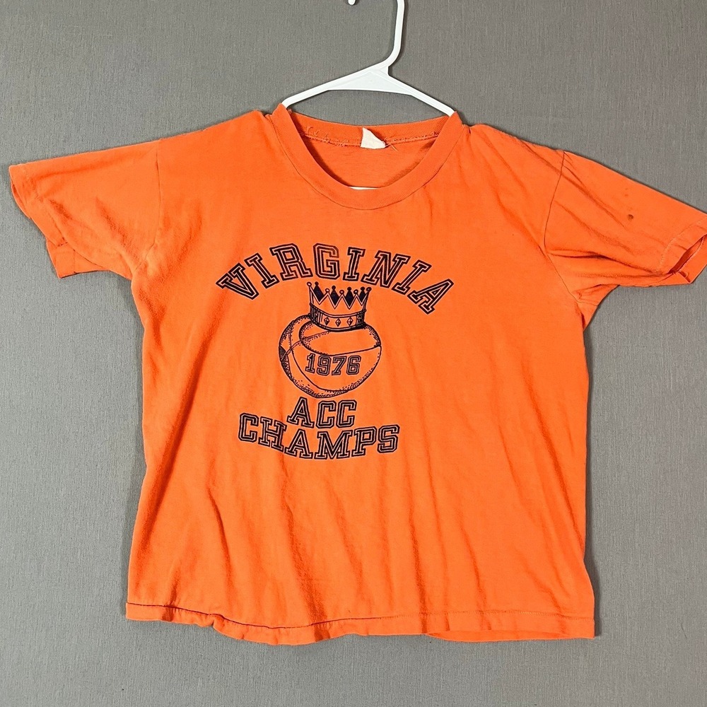 Virginia Cavaliers Vintage T-Shirt Small Orange ACC Champs 1976 NCAA Basketball